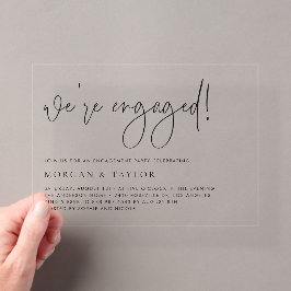 Invitaciones Acrílicas Fiesta de Compromiso Minimalista con Letra a Mano