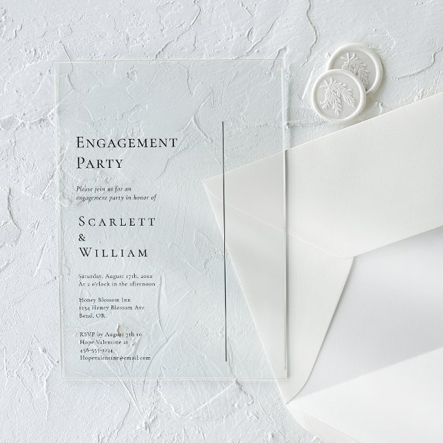 Invitaciones Acrílicas Fiesta de Compromiso Minimalista Moderna Simple (Subido por el creador)
