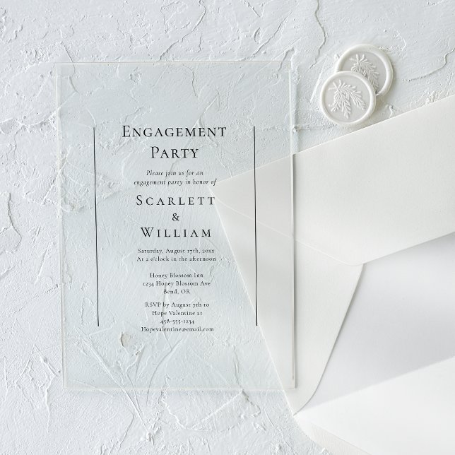 Invitaciones Acrílicas Fiesta de Compromiso Minimalista Tradicional Simpl (Subido por el creador)
