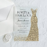 Invitaciones Acrílicas Fiesta de cumpleaños 40 de mujer de vestido dorado<br><div class="desc">Invitaciones de acrílico para la fiesta de cumpleaños 40 de mujer de vestido dorado,  40 y fabuloso Variaciones en la invitación y artículos coincidentes en nuestra tienda</div>