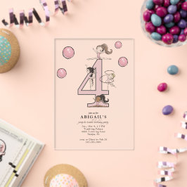 Invitaciones Acrílicas Fiesta de cumpleaños 4 de Gimnasia de Salto y Volt