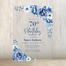 Fiesta de cumpleaños 70 Stylish Blue Floral