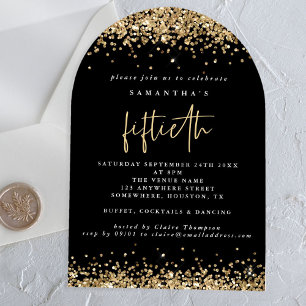 Invitaciones Acrílicas Fiesta de cumpleaños cincuenta negro con bordes de