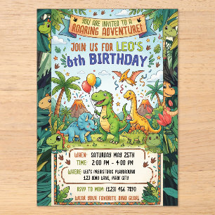 Invitaciones Acrílicas Fiesta de Cumpleaños de Aventura en la Jungla del