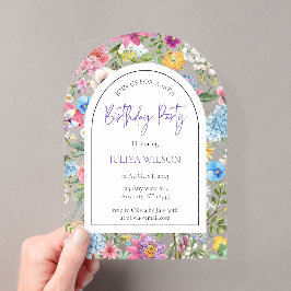 Invitaciones Acrílicas Fiesta de cumpleaños de floral femenina