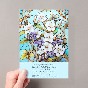 Invitaciones Acrílicas Fiesta de Cumpleaños de Flores de Vidrio Pintado