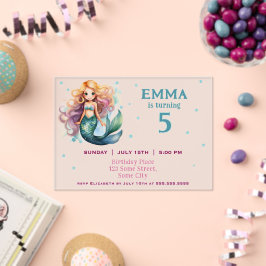 Invitaciones Acrílicas Fiesta de cumpleaños de niña sirena linda
