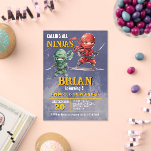 Invitaciones Acrílicas Fiesta de Cumpleaños de Ninja Guerrero Alto Secret