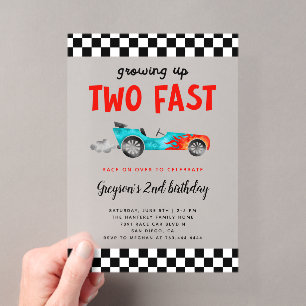 Invitaciones Acrílicas Fiesta de Cumpleaños de Niño de Dos Carreras Rápid