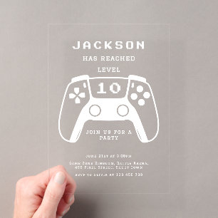 Invitaciones Acrílicas Fiesta de Cumpleaños de Niños Jugadores Modernos M