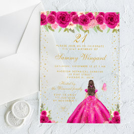 Invitaciones Acrílicas Fiesta de cumpleaños de Princesa Princesa de brune