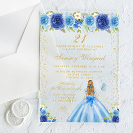 Invitaciones Acrílicas Fiesta de cumpleaños de Princesa Princesa Floral A