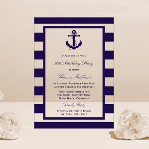 Invitaciones Acrílicas Fiesta de Cumpleaños de Raya de la Marina de Ancla