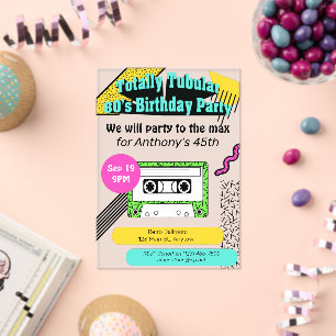 Invitaciones Acrílicas Fiesta de cumpleaños de Tubular 80