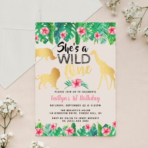 Invitaciones Acrílicas Fiesta de cumpleaños de Wild One Chicas
