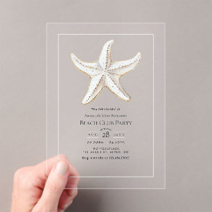 Invitaciones Acrílicas Fiesta de cumpleaños del Beach Club Transparent Co