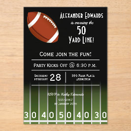 Invitaciones Acrílicas Fiesta de cumpleaños del fútbol americano