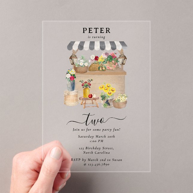 Invitaciones Acrílicas Fiesta de cumpleaños del mercado de flores de los  (Insitu (portátil))
