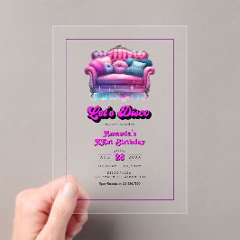 Invitaciones Acrílicas Fiesta de Cumpleaños Disco