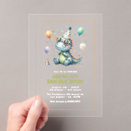 Invitaciones Acrílicas Fiesta de cumpleaños moderna de dinosaurio Tres-Re