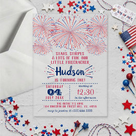 Invitaciones Acrílicas Fiesta de cumpleaños número 1 Little Firecracker 4