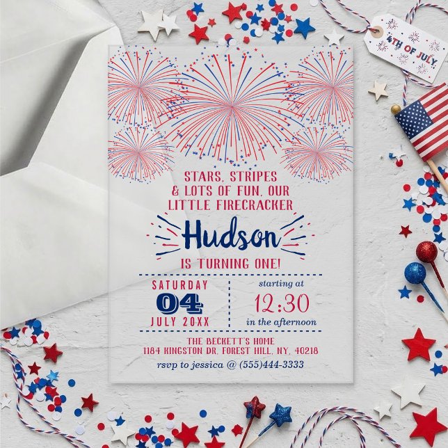 Invitaciones Acrílicas Fiesta de cumpleaños número 1 Little Firecracker 4 (Subido por el creador)
