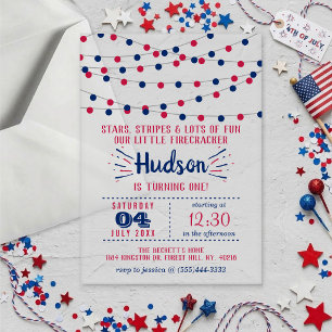 Invitaciones Acrílicas Fiesta de cumpleaños número 1 Little Firecracker 4