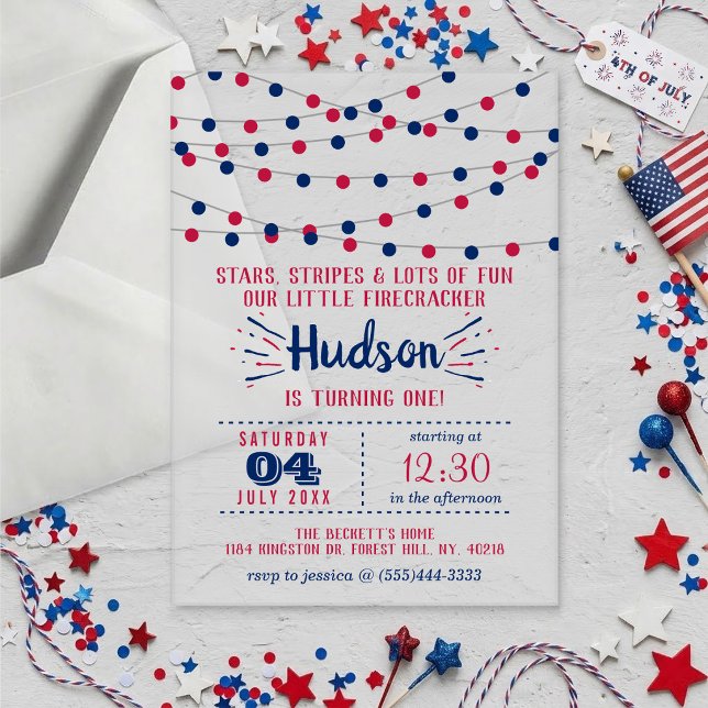 Invitaciones Acrílicas Fiesta de cumpleaños número 1 Little Firecracker 4 (Subido por el creador)