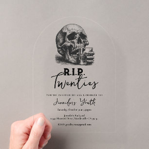Invitaciones Acrílicas Fiesta de cumpleaños número 30 de Whiskey Skull RI
