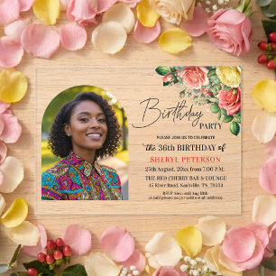 Invitaciones Acrílicas Fiesta de cumpleaños número 36 con floral elegante
