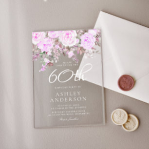 Invitaciones Acrílicas Fiesta de cumpleaños número 60 de las mujeres con