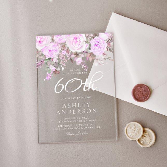 Invitaciones Acrílicas Fiesta de cumpleaños número 60 de las mujeres con  (Subido por el creador)