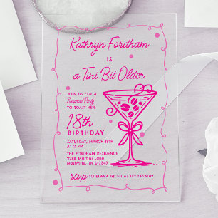 Invitaciones Acrílicas FIESTA DE CUMPLEAÑOS Sorpresa Martini de garabatos