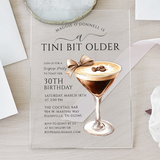 Invitaciones Acrílicas FIESTA DE CUMPLEAÑOS sorpresa Un Martini un poco m (Subido por el creador)