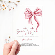 Fiesta de cumpleaños Sweet Sixteen con lazo rosa e