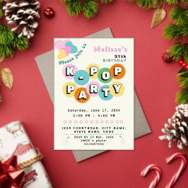 Invitaciones Acrílicas fiesta de cumpleaños tema música pop coreana K-pop