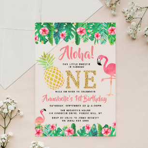 Invitaciones Acrílicas Fiesta de Cumpleaños Tropical de Verano de Playa L