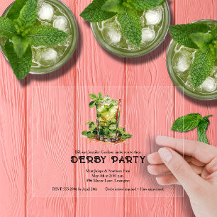 Invitaciones Acrílicas Fiesta de Derby con Mint Julep