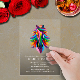Invitaciones Acrílicas Fiesta de Derby de Caballo de Carreras Colorido Ah