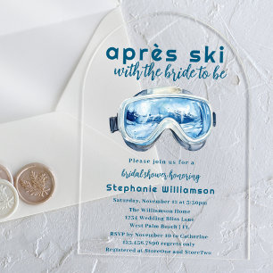 Invitaciones Acrílicas Fiesta de Despedida de Soltera Apres Ski Deportivo