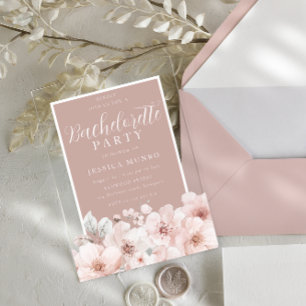Invitaciones Acrílicas Fiesta de Despedida de Soltera con Acuarela Rosa P