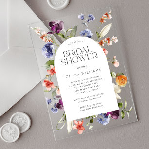 Invitaciones Acrílicas Fiesta de Despedida de Soltera con Fantasía Floral