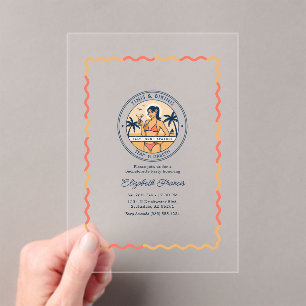 Invitaciones Acrílicas Fiesta de Despedida de Soltera con Tinis y Bikinis