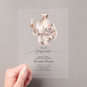 Invitaciones Acrílicas Fiesta de Despedida de Soltera de PJs de Lujo y Pr