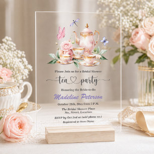 Invitaciones Acrílicas Fiesta de Despedida de Soltera Mariposas Elegantes