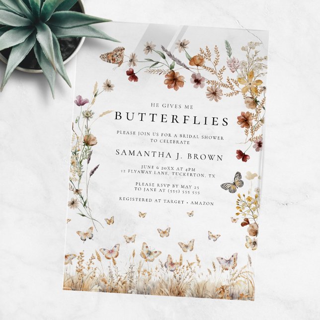 Invitaciones Acrílicas Fiesta de Despedida de Soltera Rústica Boho Floral (Subido por el creador)