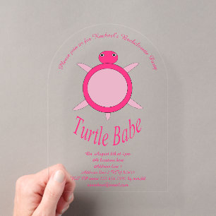 Invitaciones Acrílicas Fiesta de Despedida de Soltera Tortuga Rosa Linda 