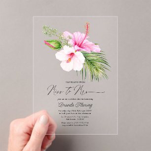 Invitaciones Acrílicas Fiesta de Despedida de Soltera Tropical Señora Hib