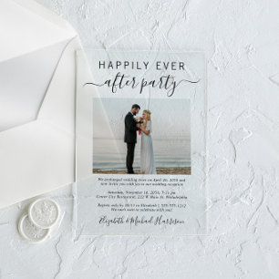 Invitaciones Acrílicas Fiesta de Después de la Boda Foto Recepción de Bod