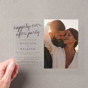 Invitaciones Acrílicas Fiesta de Después de la Boda Moderna Foto de Boda